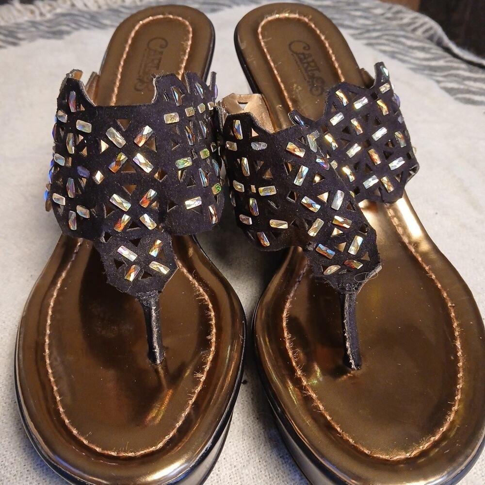 Carlos By Carlos Santana Heels Size 8.5 Rhinestones Open Toe